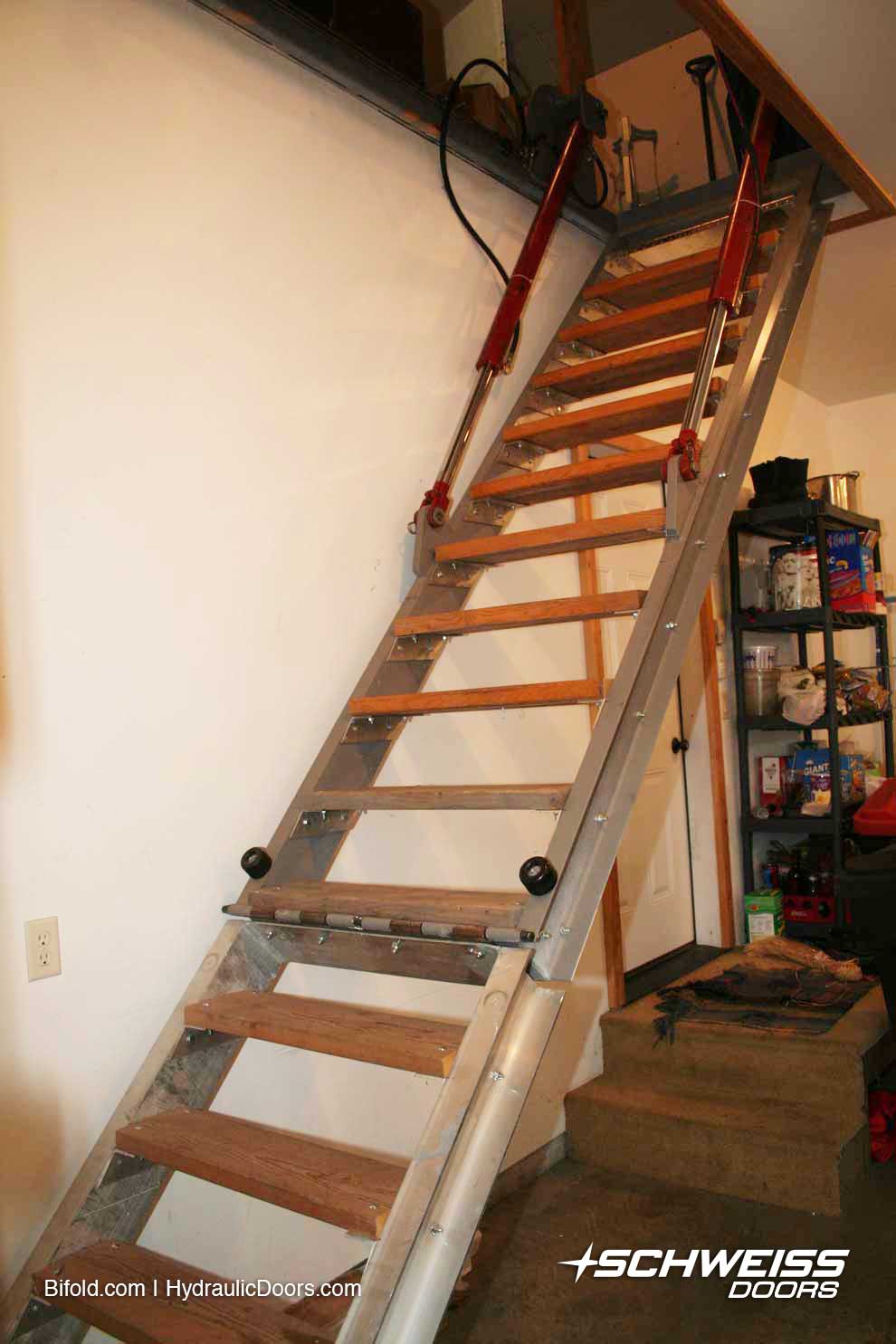 hydraulic staircase is 3' wide by 10.4 inches long